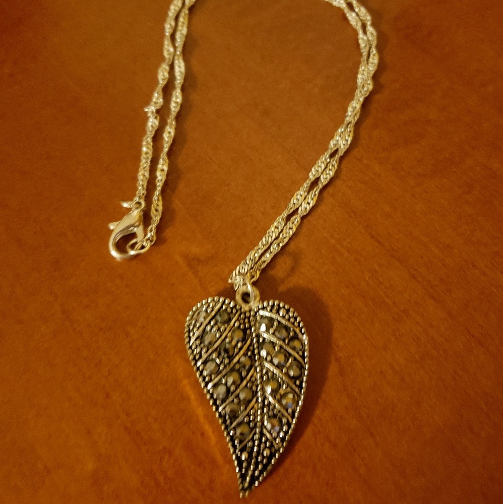 Vintage Marcacite Leaf Necklace